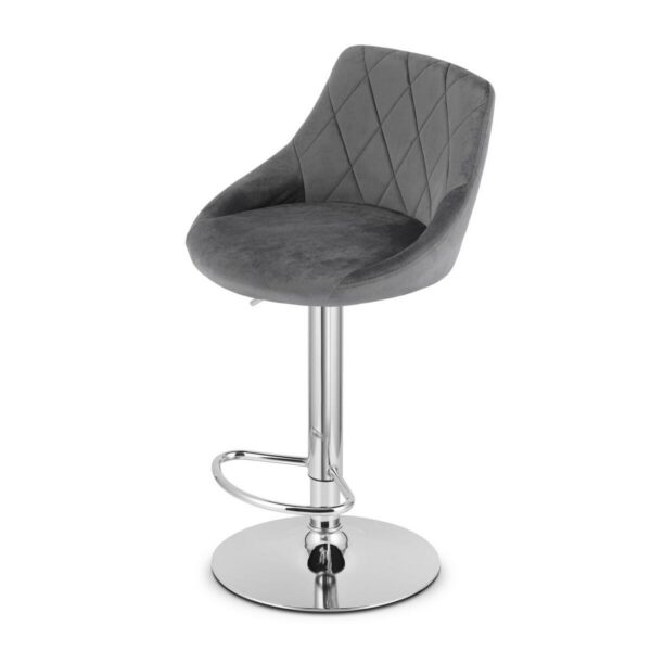 Scaun de bucatarie/bar, Artool, Kast, rotativ, catifea, gri si argintiu, 45.5x49x85-105 cm - imagine 2