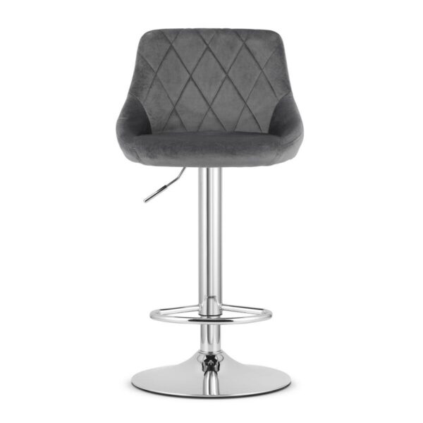 Scaun de bucatarie/bar, Artool, Kast, rotativ, catifea, gri si argintiu, 45.5x49x85-105 cm - imagine 5