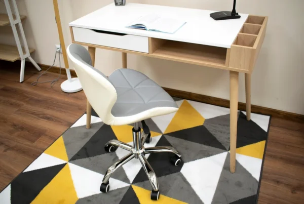 Scaun de birou, Artool, Avola, rotativ, piele ecologica, gri si alb, 47.5x55.5x84.5 cm - imagine 3