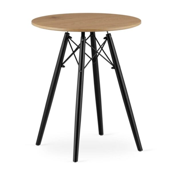 Masa stil scandinav, Artool, rotund, MDF si lemn, natur, 60x73 cm - imagine 8