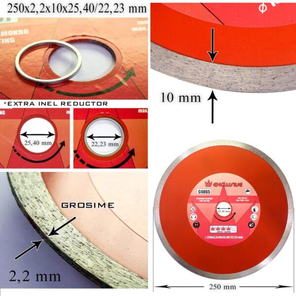 Disc diamantat, ceramica, taiere umeda, 250 mm/25.4 mm, Richmann Exclusive - imagine 3