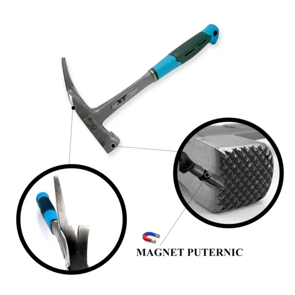 Ciocan dulgher profesional cu maner anti-vibratie, suport magnetic pentru cui, 600g - XTline - imagine 5