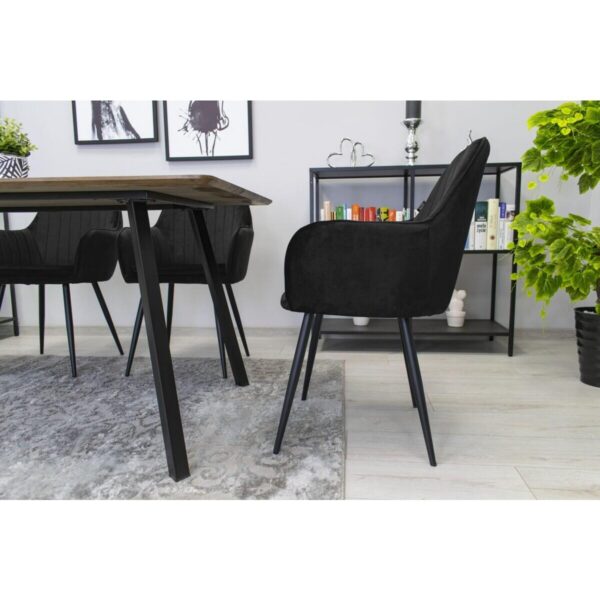 Scaun bucatarie/living, Artool, Lugo, catifea, metal, negru, 57.5x56.5x86.5 cm - imagine 7