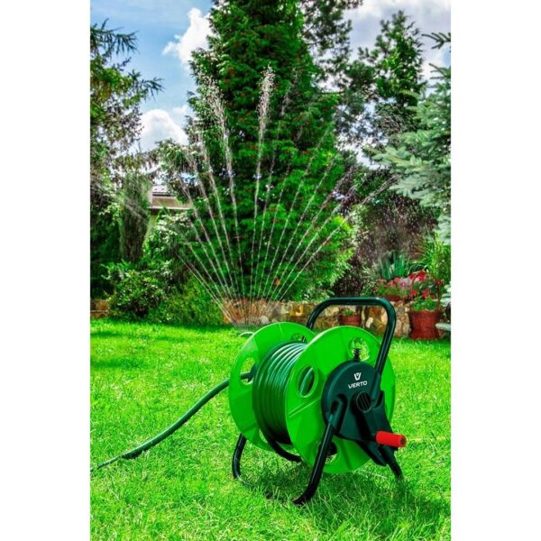 Tambur, rola, pentru furtun gradina, 1/2"-45 m, 3/4"-15 m, Verto  - imagine 3