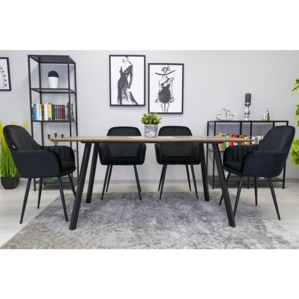 Scaun bucatarie/living, Artool, Lugo, catifea, metal, negru, 57.5x56.5x86.5 cm - imagine 2