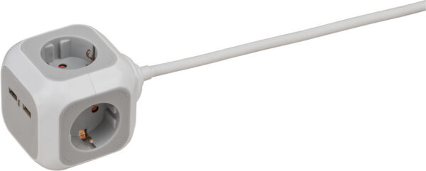 Prelungitor Brennenstuhl forma de cub cu prize si USB, 1.4m - imagine 2
