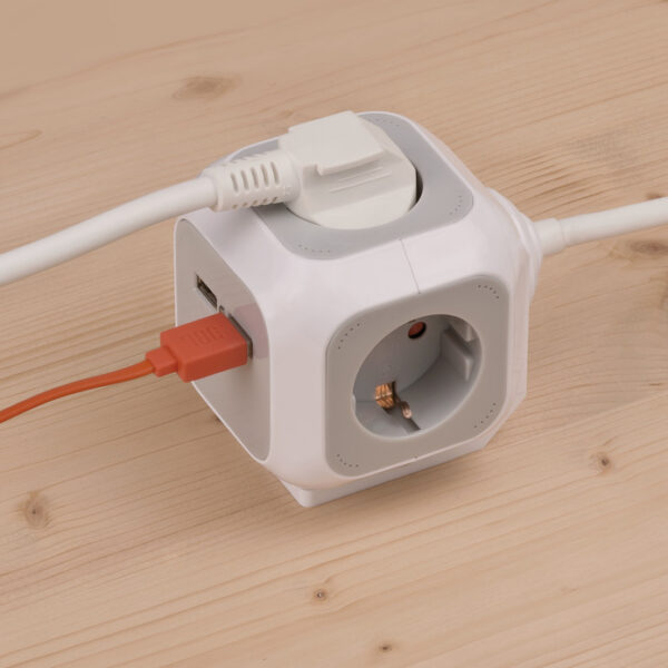 Prelungitor Brennenstuhl forma de cub cu prize si USB, 1.4m - imagine 4