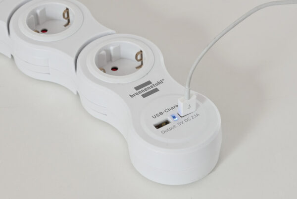 Prelungitor reglabil Brennenstuhl 5 prize si 2 USB-uri, 1,4m, Comutator de siguranta - imagine 4