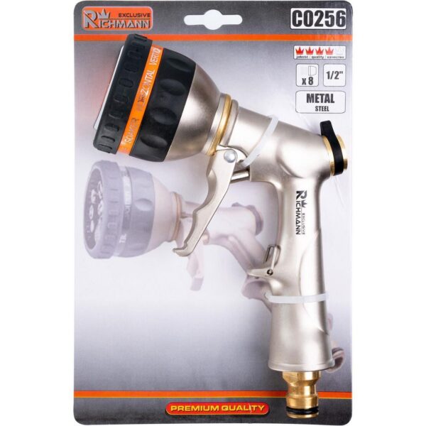 Pistol stropit gradina, tip dus, 8 tipuri, metalic, Richmann Exclusive - imagine 2