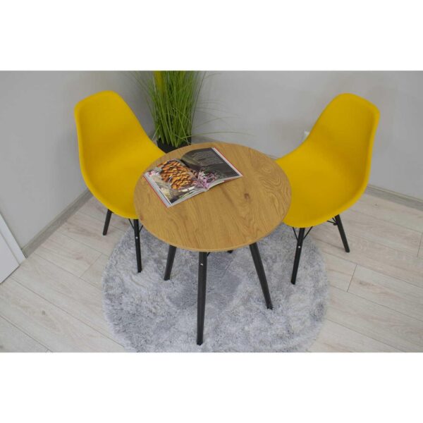 Masa stil scandinav, Artool, rotund, MDF si lemn, natur, 60x73 cm - imagine 5