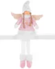 Decoratiune iarna, inger cu aripi si fustita alba, roz, 23x12x59 cm - imagine 2