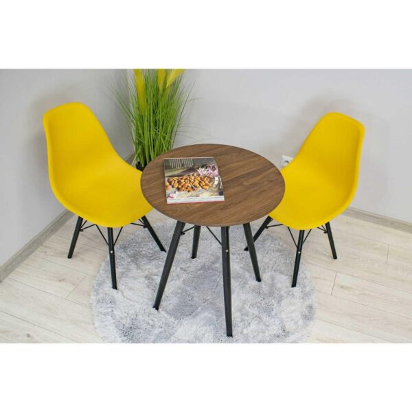 Masa stil scandinav, Artool, rotund, MDF si lemn, maro rustic, 60x73 cm - imagine 6