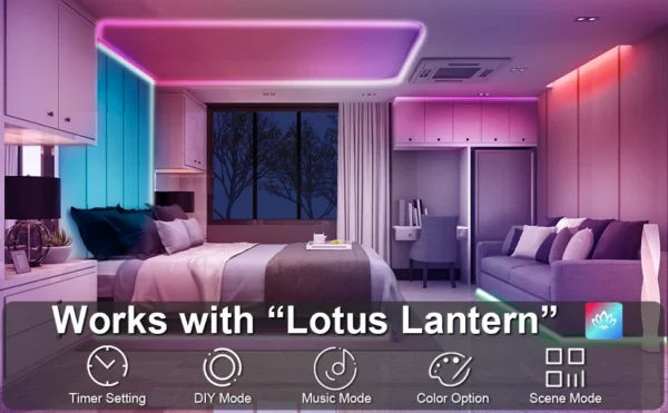 Banda LED Ustellar 20m RGB, Sincronizare Muzica, Bluetooth, Telecomanda - imagine 9