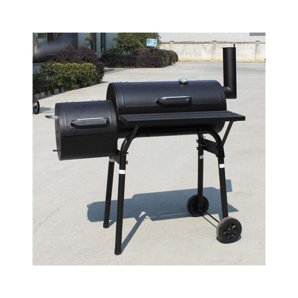 Gratar gradina, grill dreptunghiular, cu roti, capac, afumatoare si horn, 112x63x117 cm - imagine 2