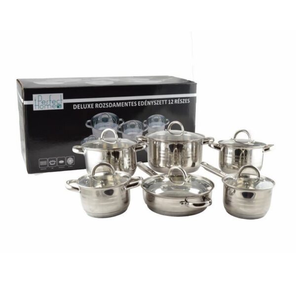 Set oale cu capac, inox, 12 piese, Perfect Home De Luxe - imagine 3
