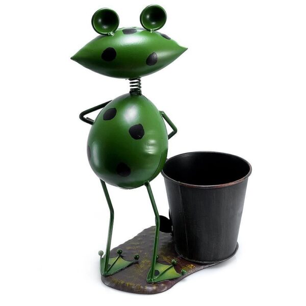 Decoratiune gradina, metalica, broasca cu galeata, 23x16x33 cm - imagine 3