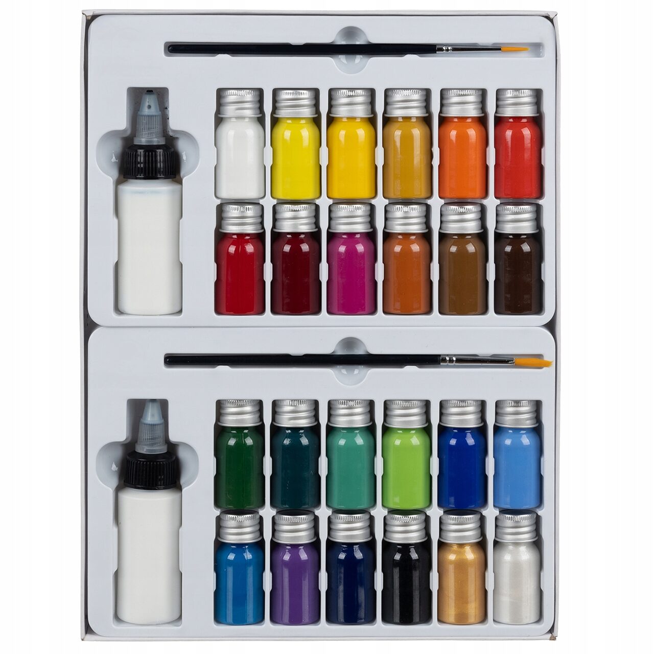54914768_big.jpg Set vopsele pentru pictura pe imbracaminte/materiale, Maaleo, cu pensule, 24 bucati, 10 ml - imagine 1