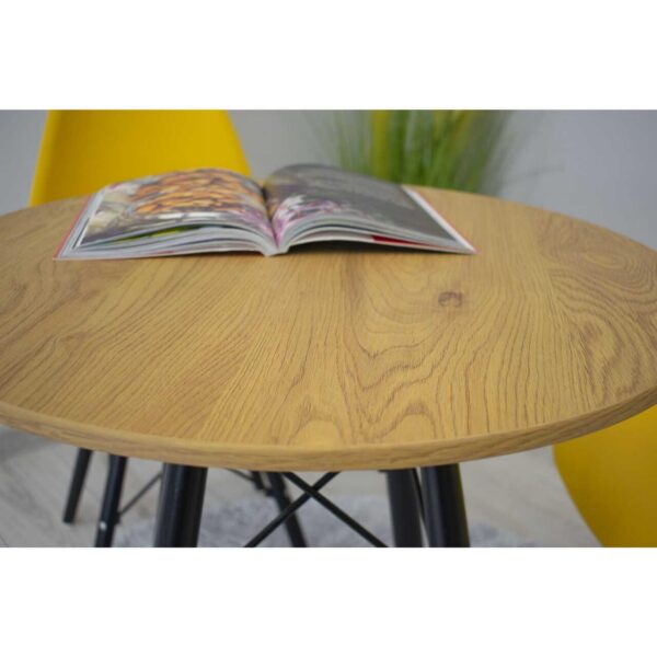 Masa stil scandinav, Artool, rotund, MDF si lemn, natur, 60x73 cm - imagine 6