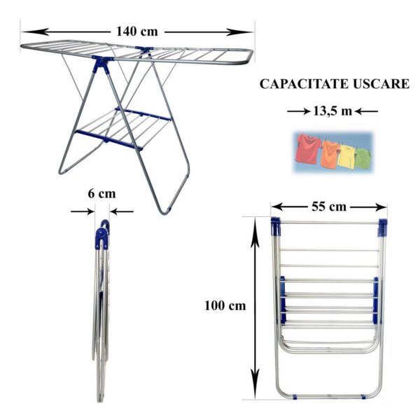 Uscator rufe pliabil, capacitate de uscare 13.5 m - imagine 2