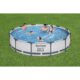 Piscina structura metalica, rotunda, cu filtru, pompa, gri, 366x76 cm, Bestway Steel Pro - imagine 2