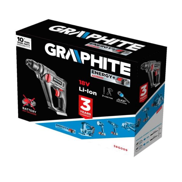 Rotopercutor, SDS Plus, 18V Li-ion (acumulator neinclus), 0.8 J, Graphite Energy - imagine 4