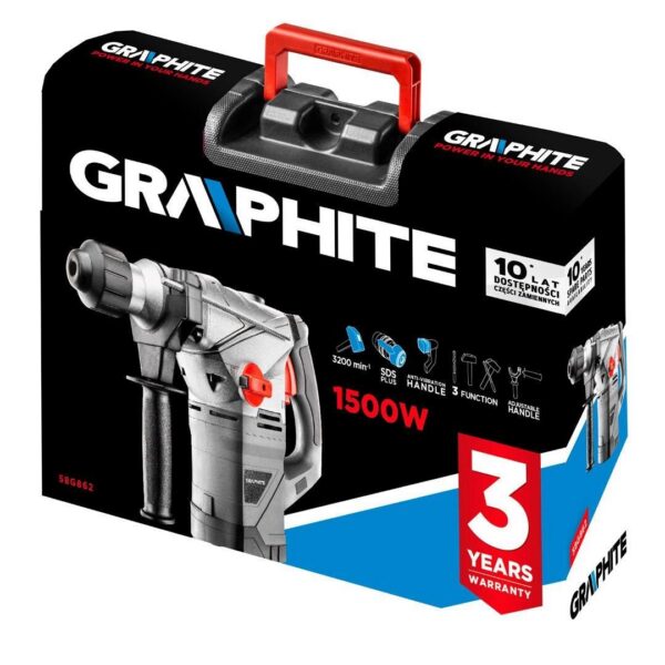Rotopercutor, SDS Plus, 1500 W, 4.5 J, Graphite - imagine 3