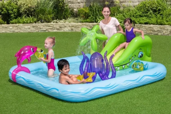 Piscina gonflabila pentru copii, de joaca, cu tobogan, 239x206x86 cm, Bestway Fantastic Aquarium - imagine 10