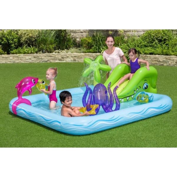 Piscina gonflabila pentru copii, de joaca, cu tobogan, 239x206x86 cm, Bestway Fantastic Aquarium - imagine 5