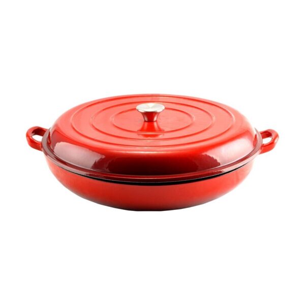 Cratita cu capac, fonta emailata, rosie, 5 L, Perfect Home - imagine 1