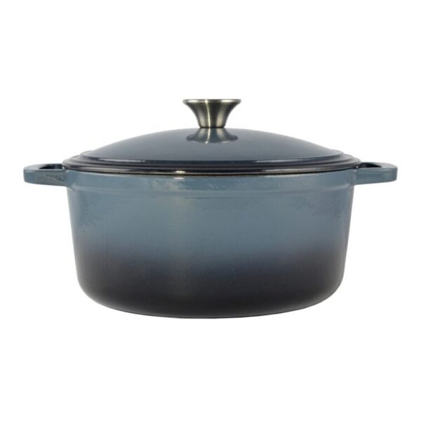 Oala de fonta emailata cu capac, maner din inox, albastra, 7 L, Perfect Home - imagine 1