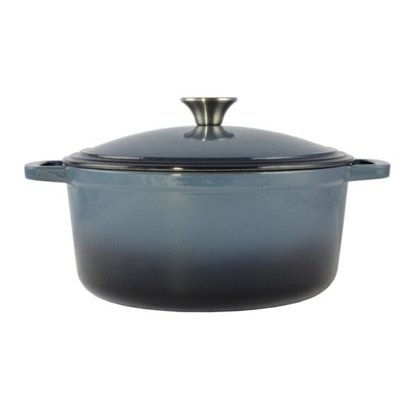 Oala de fonta emailata cu capac, maner din inox, albastra, 5.2 L, Perfect Home - imagine 1