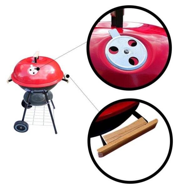 Gratar gradina, grill rotund, cu roti, capac, 40x72 cm, Globus - imagine 2