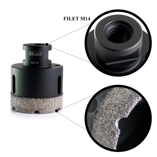 Carota diamantata, vacuum brazed, M14, 16 mm, Richmann Exclusive - imagine 4