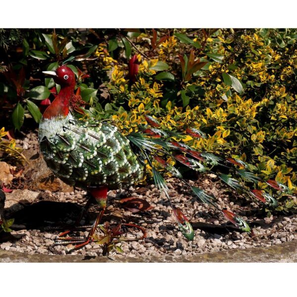 Decoratiune gradina, metalica, paun verde, 23x62x43 cm - imagine 3