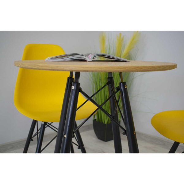 Masa stil scandinav, Artool, rotund, MDF si lemn, natur, 60x73 cm - imagine 7