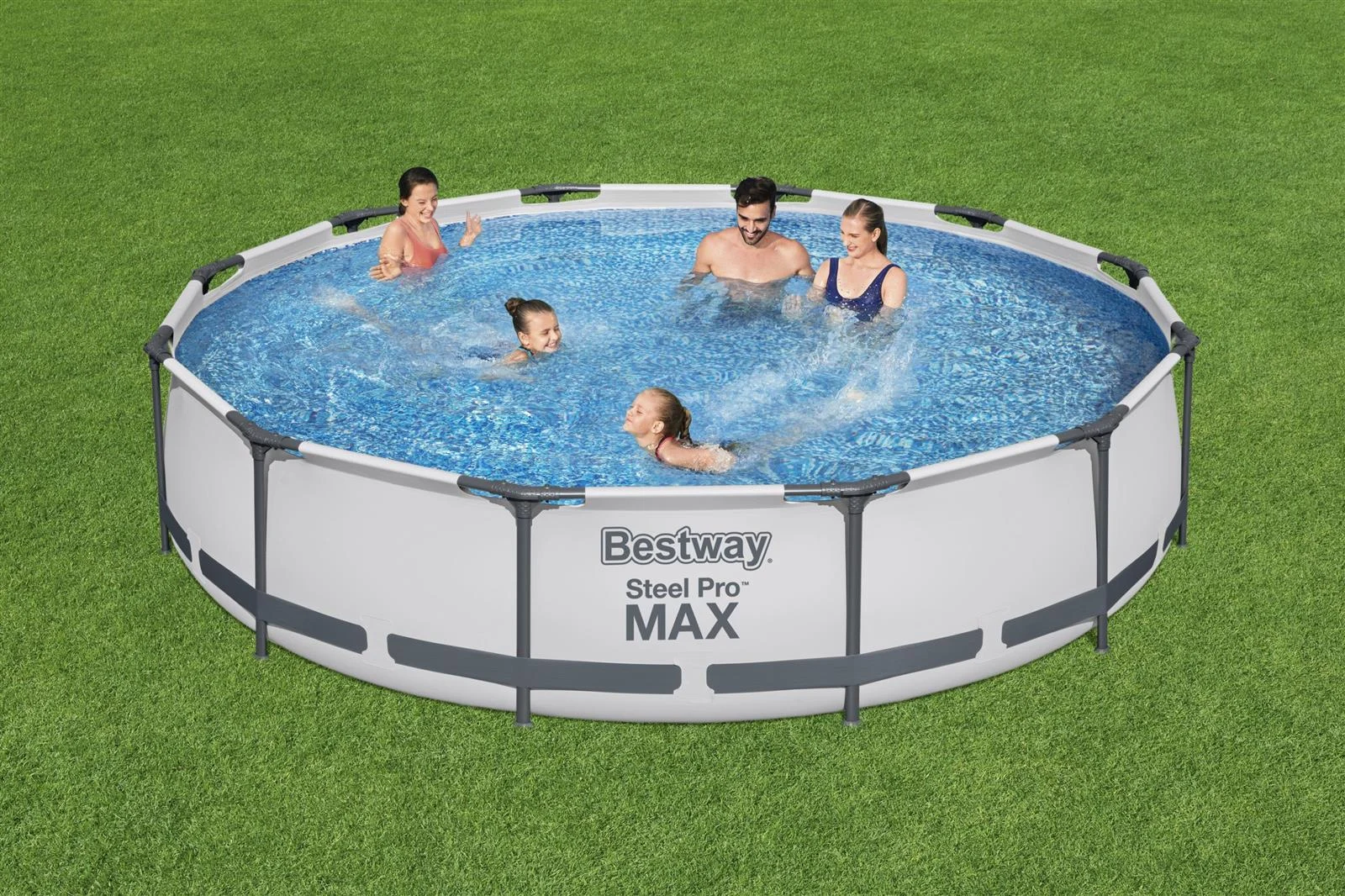 Piscina structura metalica, rotunda, cu filtru, pompa, gri, 366x76 cm, Bestway Steel Pro 1 Piscina structura metalica, rotunda, cu filtru, pompa, gri, 366x76 cm, Bestway Steel Pro