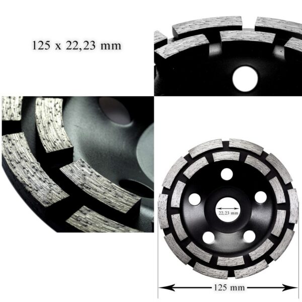 Disc diamantat dublu segmentat, beton, slefuire uscata, 125 mm/22.23 mm, Richmann Exclusive - imagine 3
