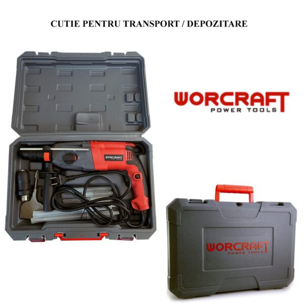 Rotopercutor, SDS Plus, 820 W, 2 mandrine interschimbabile, 3 J, Worcraft - imagine 4