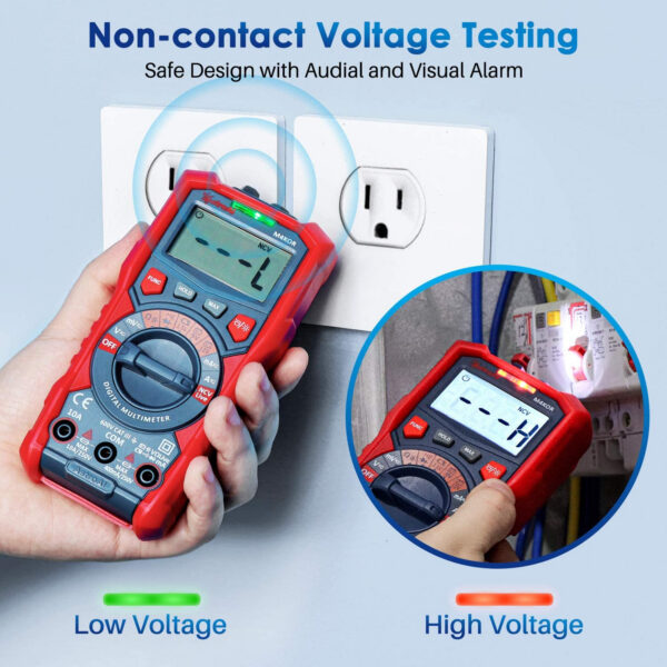 Multimetru digital AstroAI M4KOR, TRMS 4000, Ohmmetru, Voltmetru 1,5V   9V   12V, Masurare fara contact, Lanterna - imagine 6