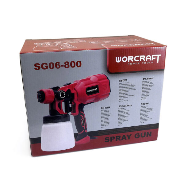 Pistol de vopsit electric, vas inferior, 550 W, 800 ml, 1.8 mm, Worcraft - imagine 3