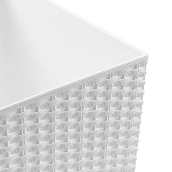 Ghiveci de flori, Prosperplast, Rato Low, patrat, imitatie ratan, alb, 22.3x22.3x22.8 cm - imagine 3