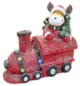 Decoratiune Craciun, ceramica, tren cu ren si brad, rosu, LED, 3xAA, 38 cm - imagine 4