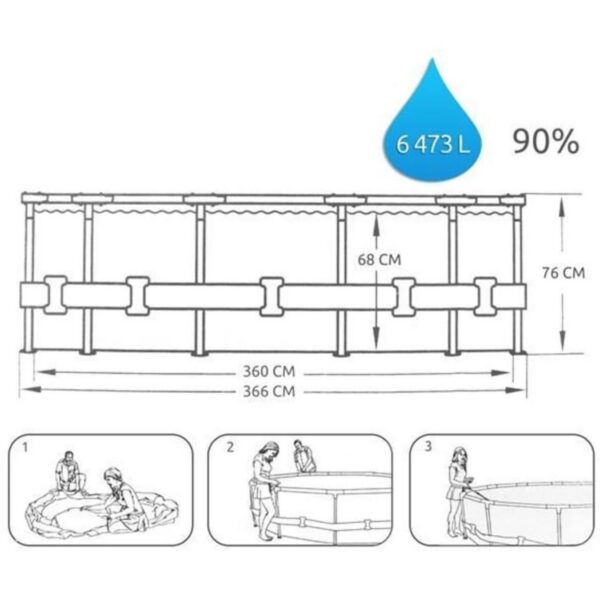 Piscina structura metalica, rotunda, albastru, 366x76 cm, Bestway Steel Pro - imagine 4