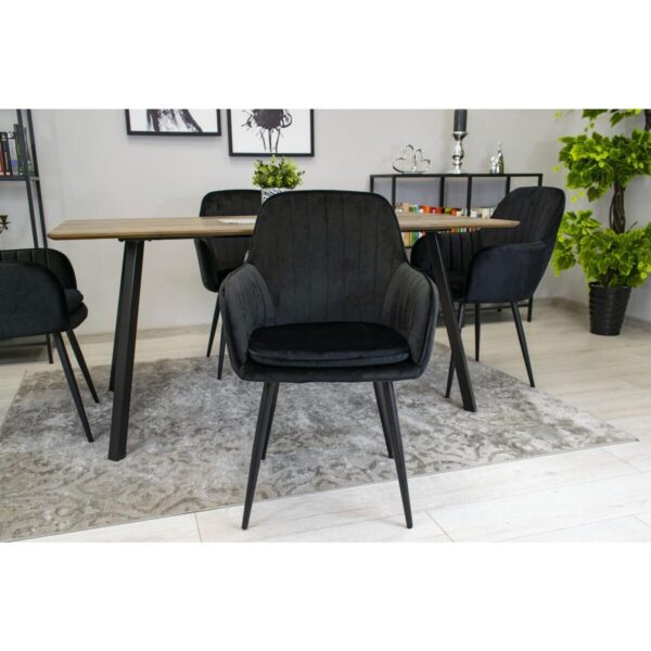 Scaun bucatarie/living, Artool, Lugo, catifea, metal, negru, 57.5x56.5x86.5 cm - imagine 9