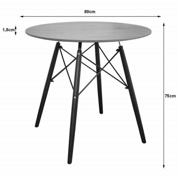 Masa stil scandinav, Artool, rotund, MDF si lemn, natur, 80x75 cm - imagine 2