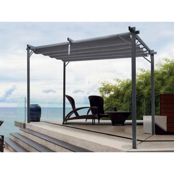 Pergola pentru gradina/terasa, retractabila, cadru metalic, gri, 3x4x2.3 m - imagine 4