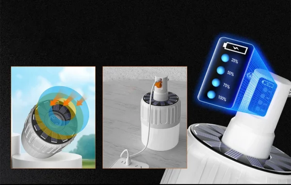 Lampa LED cu panou solar Superfire T26-S, Pentru Camping, 500 lm, incarcare USB, 3 moduri - imagine 7