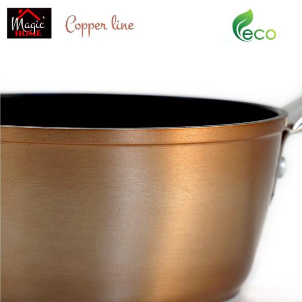 Oala cu capac sticla YENA, maner INOX, 1.2 L, 16 cm, antiaderenta, Copper Line, MAGIC HOME - imagine 2