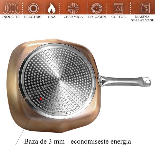 Tigaie grill, 28x28 cm, antiaderenta, Copper Line, MAGIC HOME - imagine 5