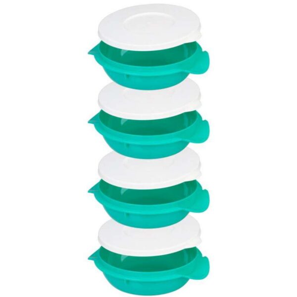 Caserola alimente, plastic, etansa, verde, 4 compartimente, 4x1 L, 22.4x20.5x29.5 cm, MagicHome - imagine 4